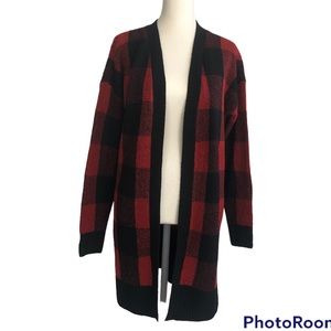 Francesca’s KIMMIE BUFFALO PLAID LONGLINE CARDIGAN